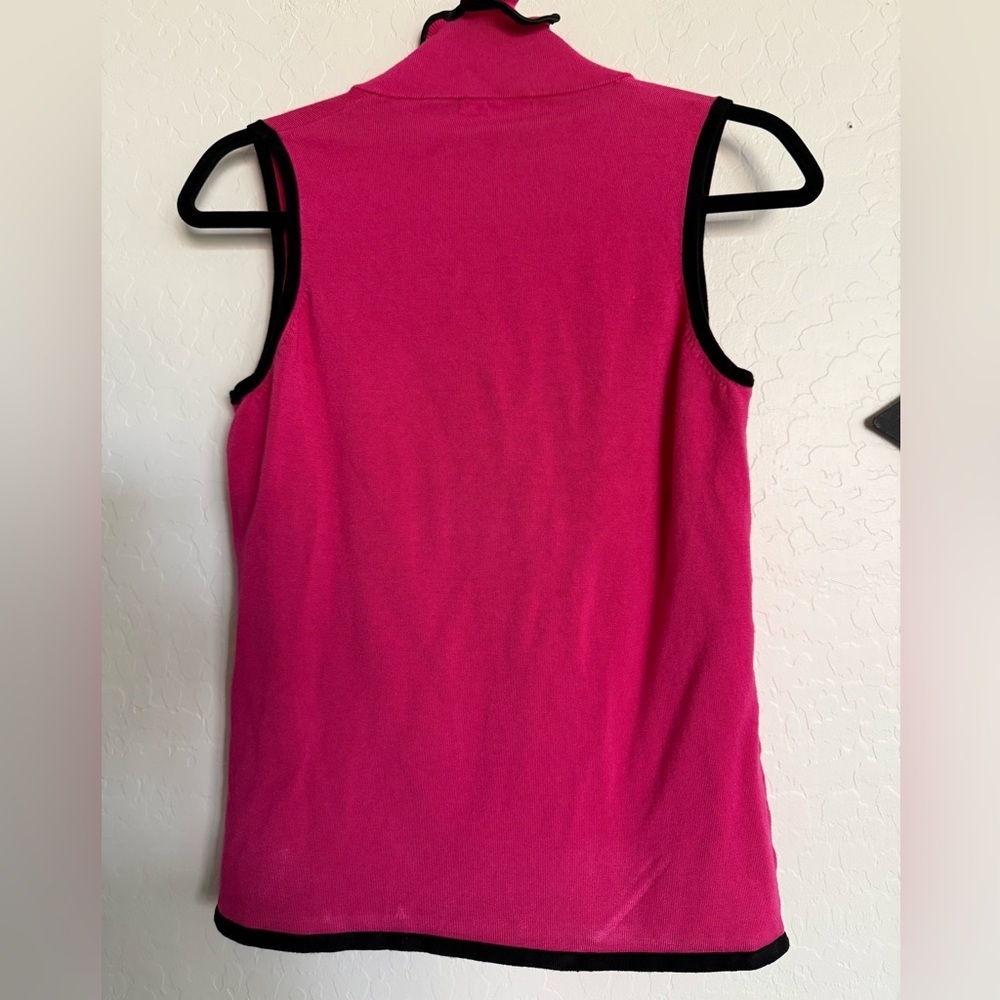 4/$20 - FONTANA Vtg Pink Sleeveless Top with Contrasting Black Trim - XL - Picture 2 of 4